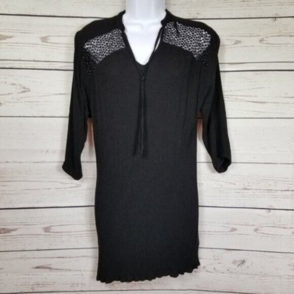 H&M v-neck stretchy fitting black bodycon dress Women's 4
